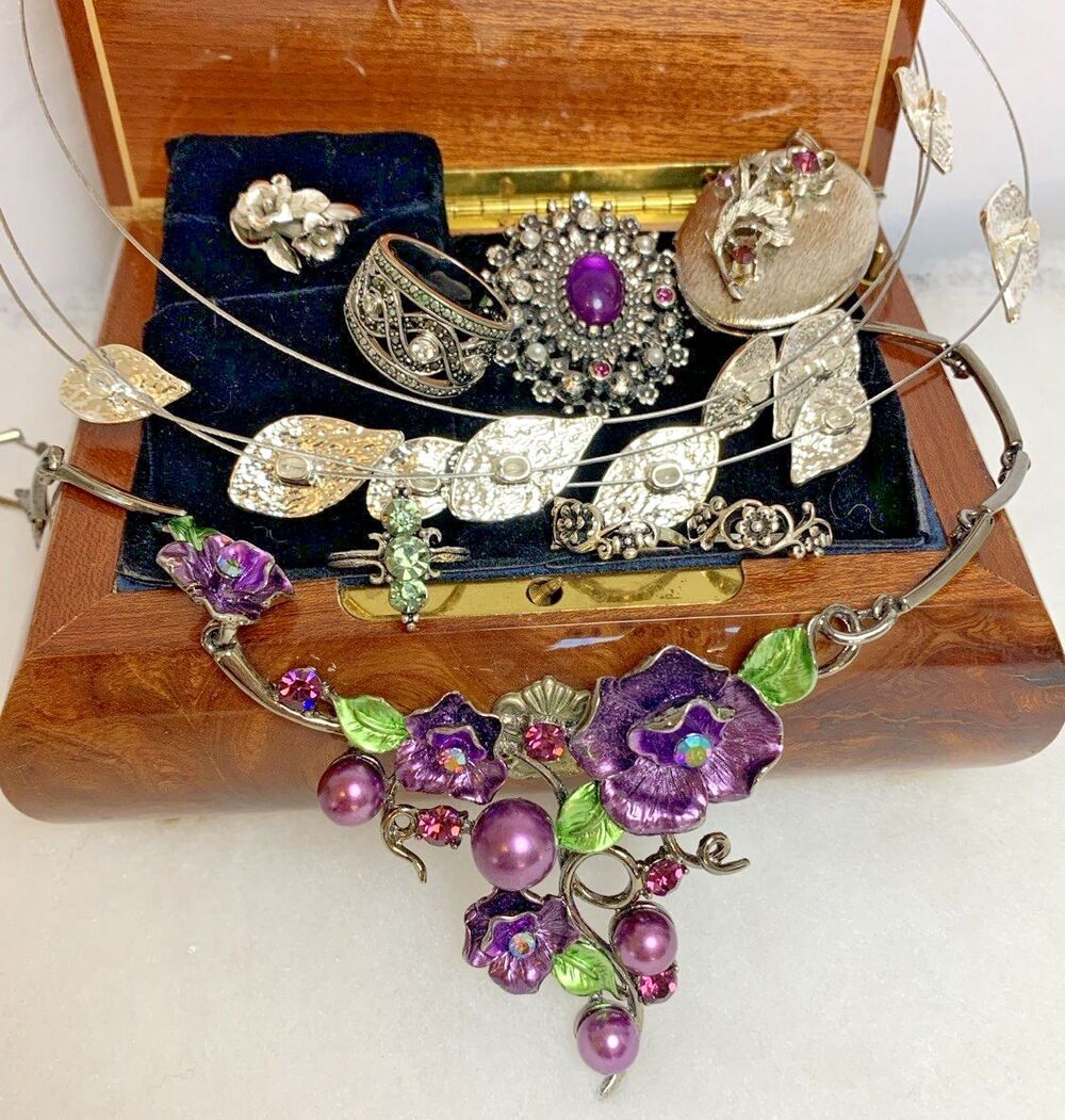 Fairycore Jewelry Lot Purple Floral Trifari Sarah Coventry Whimsigoth 9pc
